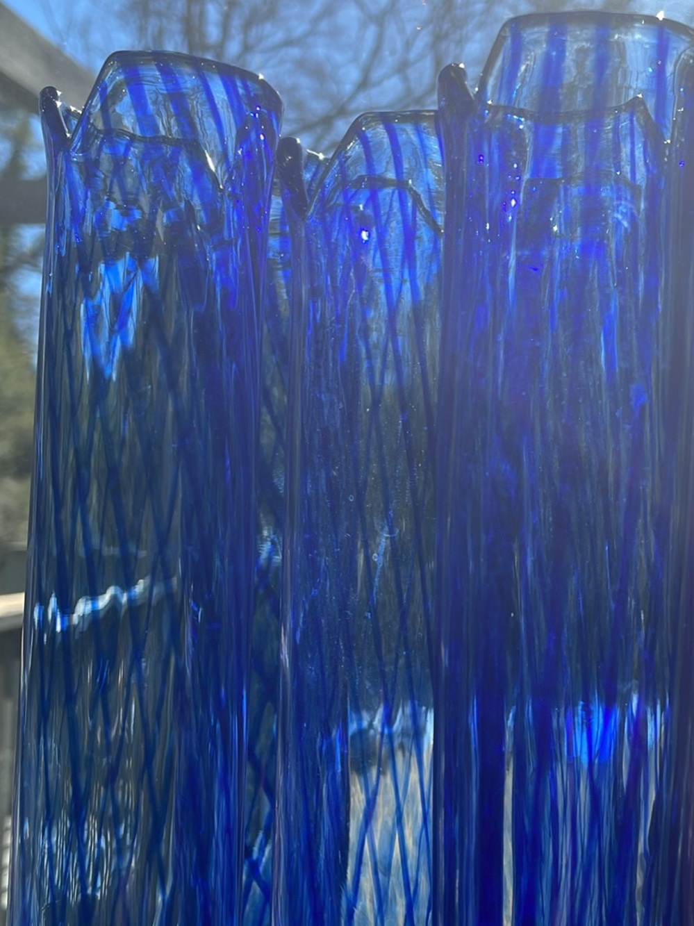 ❤️5 Handblown Fluted Art Glass – Deep Cobalt Decorative Accent - Picture 2 of 7